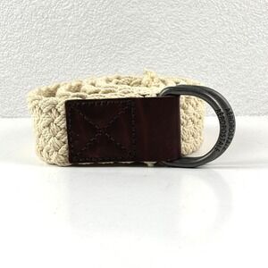 Aeropostale Braided Belt Womens L/XL Cream Woven Leather Trim D-Ring